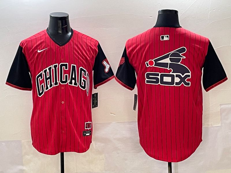 Men Chicago White Sox Blank Red Stripe Joint Name 2025 Nike MLB Jersey style 9